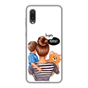 Чехол с печатью для Samsung Galaxy A02 - (Мама с ребенком) (AlphaPrint) (Мама с сыном)