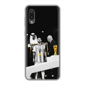 Чехлы для Samsung Galaxy A02 (Leo чемпион) (AlphaPrint) (Месси в накидке)