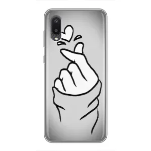 Чохол з принтом для Samsung Galaxy A02 (AlphaPrint - Знак сердечка) (Значок Love)