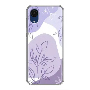 Силиконовый чехол с принтом в цветах на Samsung Galaxy A03 Core (Фиолетовые листья абстракция)