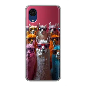 Чохол з принтом стильні тварини для Samsung Galaxy A03 Core (Лами в окулярах)