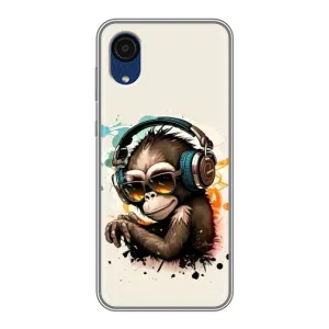 Чохол з Мавпами Samsung Galaxy A03 Core - (AlphaPrint) (Макака в навушниках)