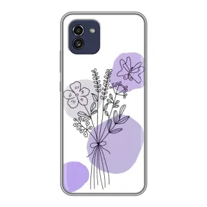 Силиконовый чехол с принтом в цветах на Samsung Galaxy A03 (A035) (Букет фиолетовая абстракция)