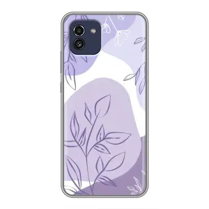 Силиконовый чехол с принтом в цветах на Samsung Galaxy A03 (A035) (Фиолетовые листья абстракция)