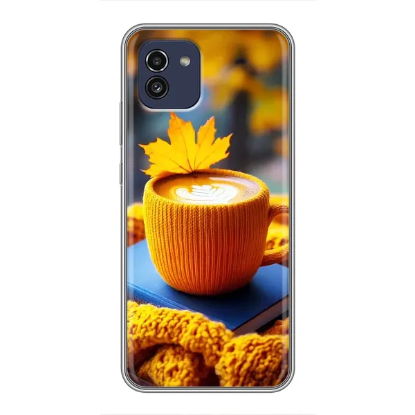 Чехол с принтом «Кофе на желтом пледе» для Samsung Galaxy A03 (A035)