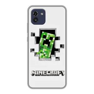 Чехол Майнкрафт на Samsung Galaxy A03 (A035) (AlphaPrint) Minecraft (крипер Майнкрафт)