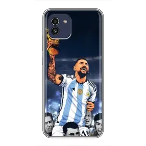 Чехлы для Samsung Galaxy A03 (A035) (Leo чемпион) (AlphaPrint) (Месси с кубком)