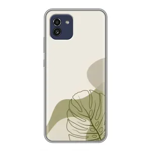 Силиконовый чехол с принтом в цветах на Samsung Galaxy A03 (A035) (Зеленая монстера дизайн)