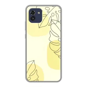 Силиконовый чехол с принтом в цветах на Samsung Galaxy A03 (A035) (Желтая монстера арт)
