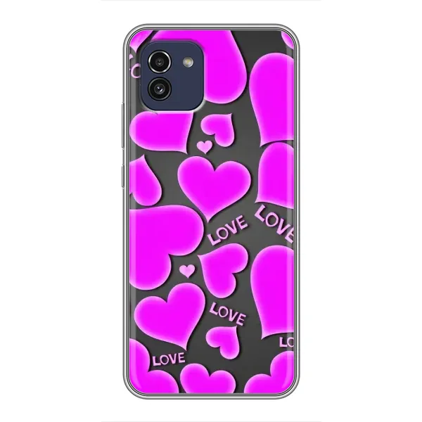 Чохол з принтом «Pink hearts» для Samsung Galaxy A03 (A035) Чохол з принтом «Pink hearts» для Samsung Galaxy A03 (A035)
