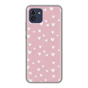 Чохол з розовим принтом для Samsung Galaxy A03 (A035) (Сердечки на рожевому)