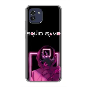 Чохол Гра в кальмара для Samsung Galaxy A03 (A035) (Неоновий охоронець гри)