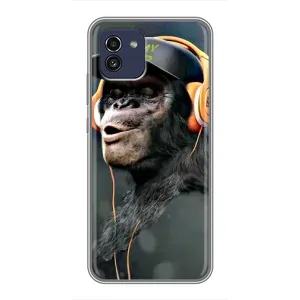 Чохол з Мавпами Samsung Galaxy A03 (A035) - (AlphaPrint) (В навушниках)