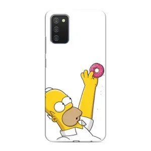 Чехол с Симпсонами для Samsung Galaxy A03s (VPrint) (Гомер с пончиком)
