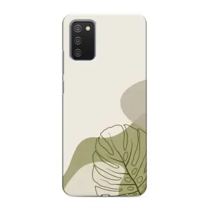 Силиконовый чехол с принтом в цветах на Samsung Galaxy A03s (Зеленая монстера дизайн)