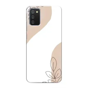 Силиконовый чехол с принтом в цветах на Samsung Galaxy A03s (Нюдовая веточка абстракция)