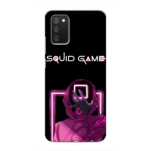 Чохол Гра в кальмара для Samsung Galaxy A03s (Неоновий охоронець гри)