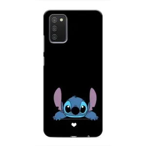 Чехол с принтом Стич на Samsung Galaxy A03s (Стич на черном)