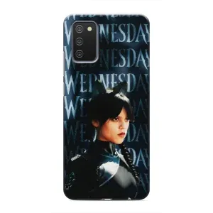 Чехлы Венсдей на Samsung Galaxy A03s Уэнсдей (AlphaPrint) (Уэнздей кошка)