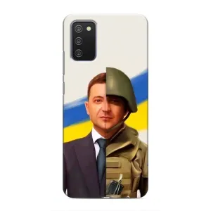 Чехол для Samsung Galaxy A03s (AlphaPrint - с принтом Зеленского) (Зеленский солдат)