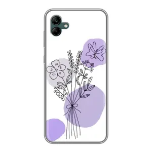 Силиконовый чехол с принтом в цветах на Samsung Galaxy A04 (Букет фиолетовая абстракция)