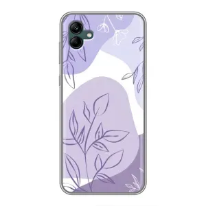 Силиконовый чехол с принтом в цветах на Samsung Galaxy A04 (Фиолетовые листья абстракция)