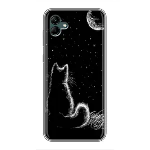 Чохол з принтом для Samsung Galaxy A04 (AlphaPrint) Модні коти (Котик і місяць)