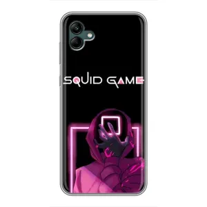 Чехол Гра в кальмара для Samsung Galaxy A04 (Неоновый охранник игры)