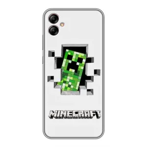 Чехол Майнкрафт на Samsung Galaxy A04e (A042) (AlphaPrint) Minecraft (крипер Майнкрафт)
