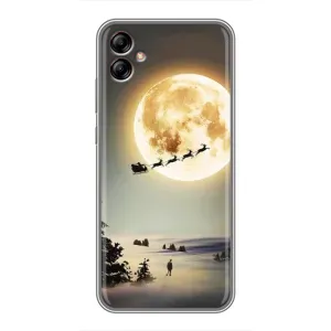 Новорічні, Святкові Чохли для Samsung Galaxy A04e (A042) - 2024 год (Санта на місяці)