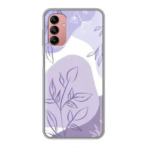 Силиконовый чехол с принтом в цветах на Samsung Galaxy A04s (Фиолетовые листья абстракция)