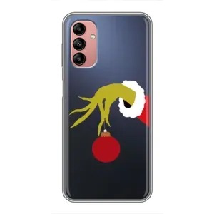 Зимні Чохли для Самсунг Галаксі А04с - прозорий фон (Грінч з іграшкою)