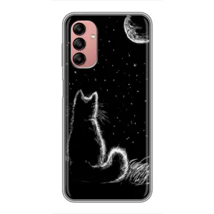 Чохол з принтом для Samsung Galaxy A04s (AlphaPrint) Модні коти (Котик і місяць)