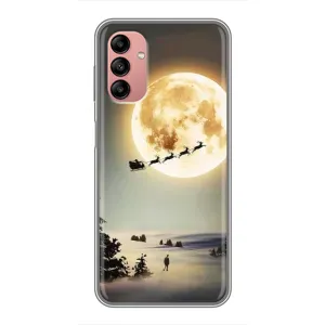 Новорічні, Святкові Чохли для Samsung Galaxy A04s - 2024 год (Санта на місяці)