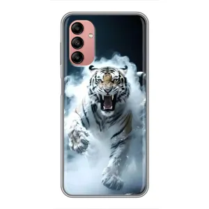 Чохол з картинкою 'Хижаки' для Samsung Galaxy A04s (Білий тигр у диму)