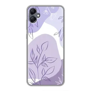 Силиконовый чехол с принтом в цветах на Samsung Galaxy A05 (Фиолетовые листья абстракция)