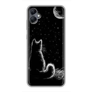 Чохол з принтом для Samsung Galaxy A05 (AlphaPrint) Модні коти (Котик і місяць)
