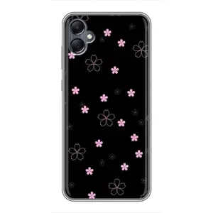 Чохол з розовим принтом для Samsung Galaxy A05 (Рожеві квіти на чорному)