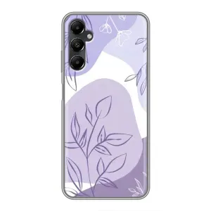 Силиконовый чехол с принтом в цветах на Samsung Galaxy A05s (Фиолетовые листья абстракция)