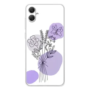 Силиконовый чехол с принтом в цветах на Samsung Galaxy A06 (Букет фиолетовая абстракция)