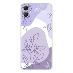 Силиконовый чехол с принтом в цветах на Samsung Galaxy A06 (Фиолетовые листья абстракция)