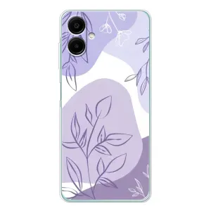 Силиконовый чехол с принтом в цветах на Samsung Galaxy A07 (Фиолетовые листья абстракция)
