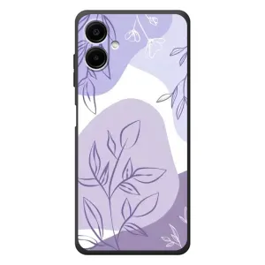 Силиконовый чехол с принтом в цветах на Samsung Galaxy A07s (Фиолетовые листья абстракция)