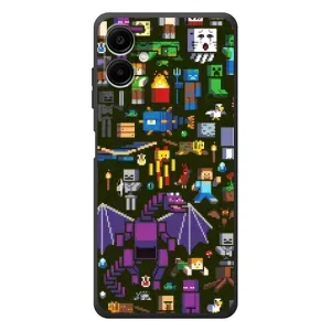 Чехол Майнкрафт на Samsung Galaxy A08 (AlphaPrint) Minecraft (Коллаж Майнкрафт)