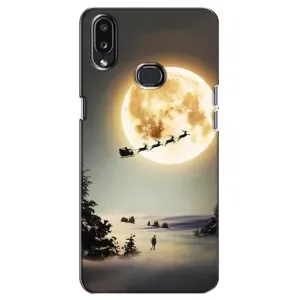 Новорічні, Святкові Чохли для Samsung Galaxy A10s (A107) - 2024 год (Санта на місяці)