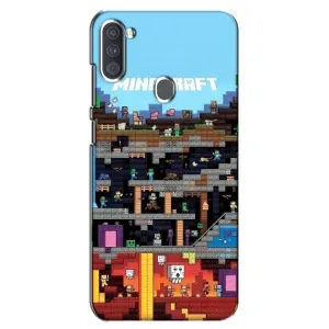 Чехол Майнкрафт на Samsung Galaxy A11 (A115) (AlphaPrint) Minecraft (фон Minecraft)