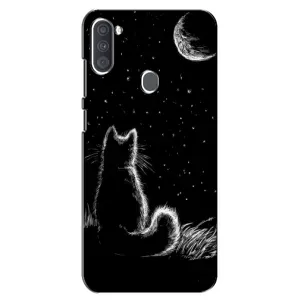 Чохол з принтом для Samsung Galaxy A11 (A115) (AlphaPrint) Модні коти (Котик і місяць)