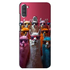 Чохол з принтом стильні тварини для Samsung Galaxy A11 (А115) (Лами в окулярах)