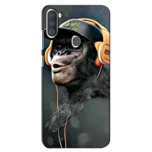 Чохол з Мавпами Samsung Galaxy A11 (A115) - (AlphaPrint) (В навушниках)