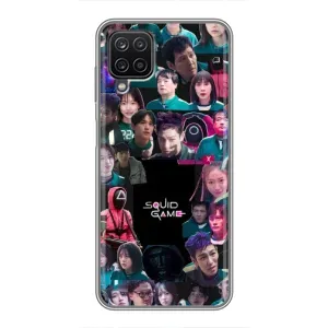 Чехол Гра в кальмара для Samsung Galaxy A12 (Коллаж Игра кальмара)